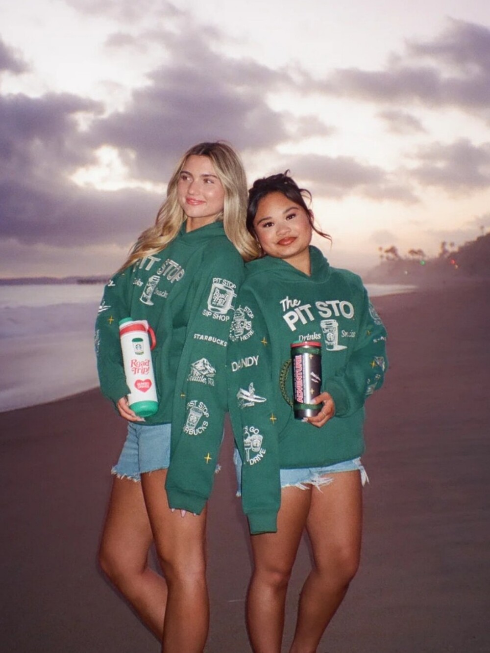 Starbucks Green Graphic Hoodie with White Prints - Picture 3 of 8